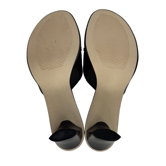 Vintage Y2K Laura Ashley Black Croc-Embossed Leather Slide Sandals Buckle Detail - Picture 9 of 11